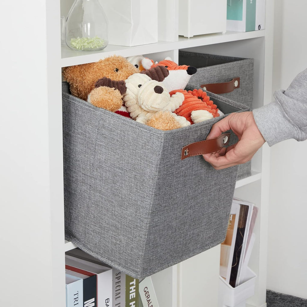 DULLEMELO 11x11 Cube Collapsible Fabric Storage Bins for Shelf Organizing, Toy Square Bins, Kids