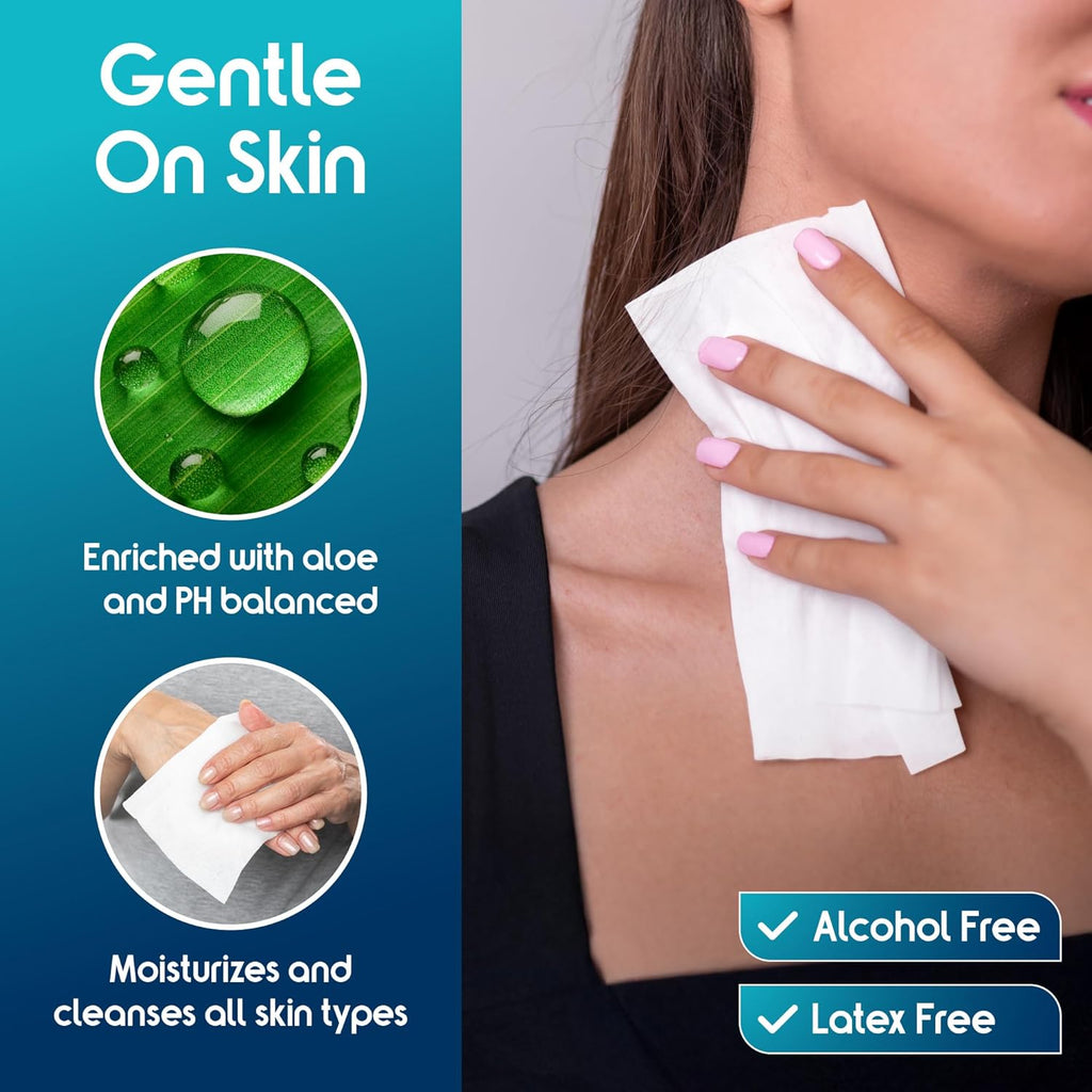 Inspire Thick Rinse Free Body Wipes, Extra Large Washcloths For Adults, Aloe Vera Enriched