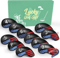 FINGER TEN Golf Club Covers for Irons Magnetic Value 11 Pack, Synthetic Leather Deluxe Head Cover