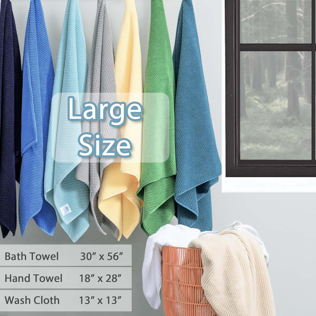 Towels for Bathroom - 100% Cotton | Quick Dry | Lightweight | Thick | Soft, Towel Set of 6, 2 Large