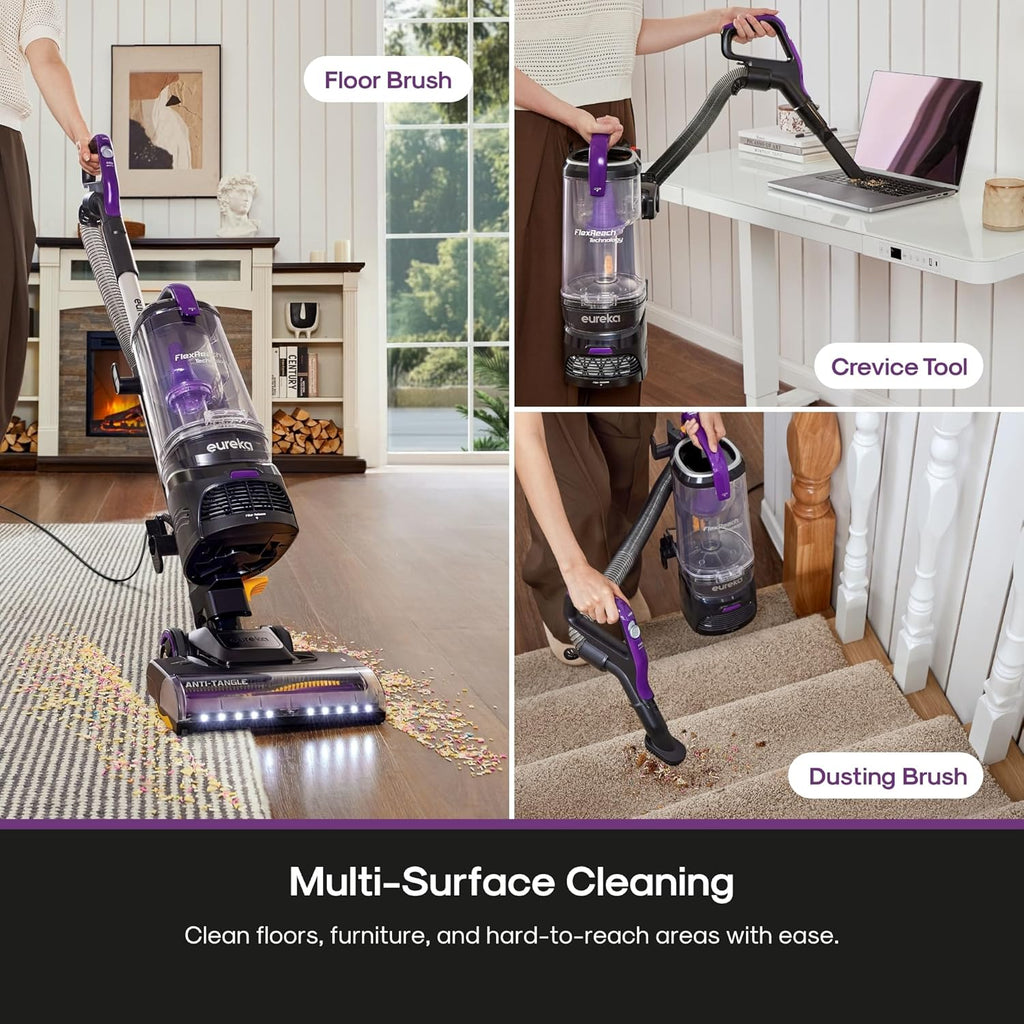 Eureka FlexReach Powerful Upright Vacuum Cleaner for Carpet and Hard Floor, Lift-Up Vacuum with