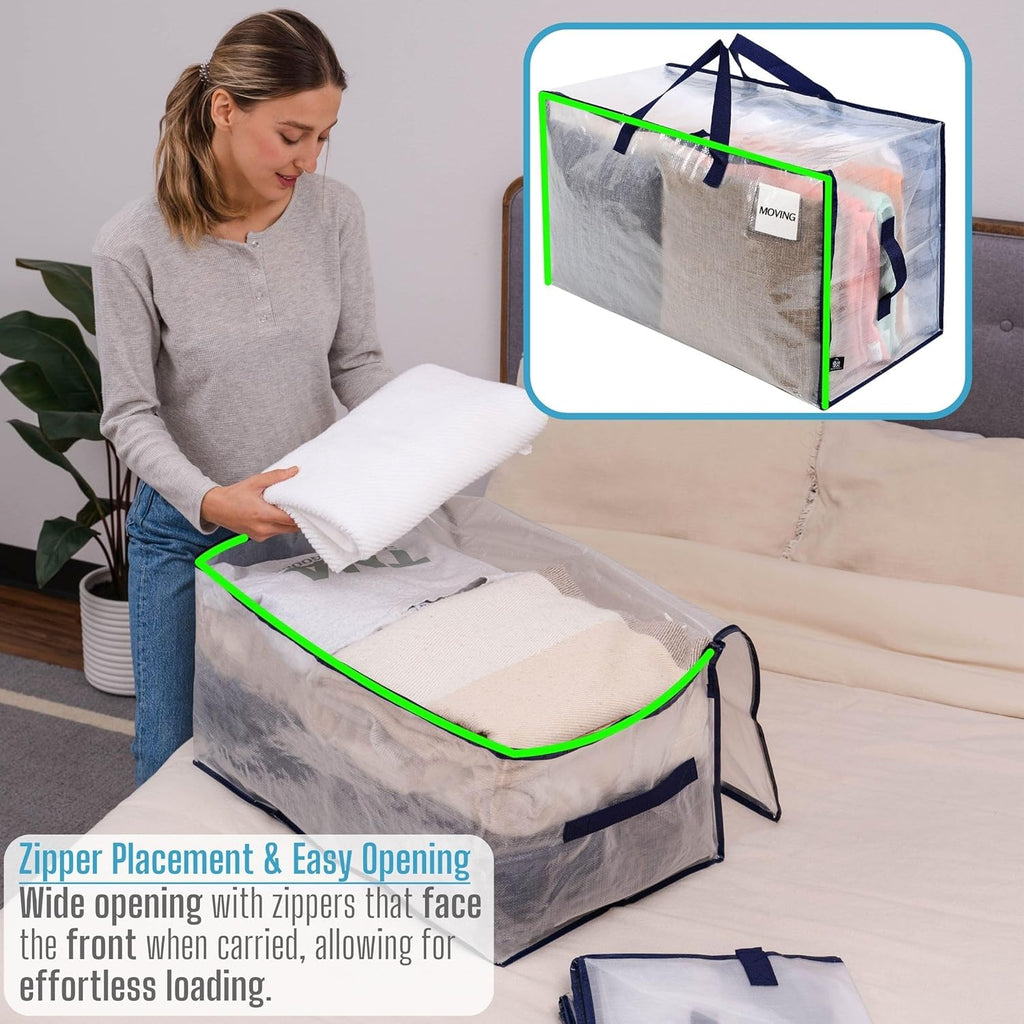 VENO 10 Pack Moving and Storage Bags, Heavy Duty, Alternative to Moving Boxes, Large Packing Totes