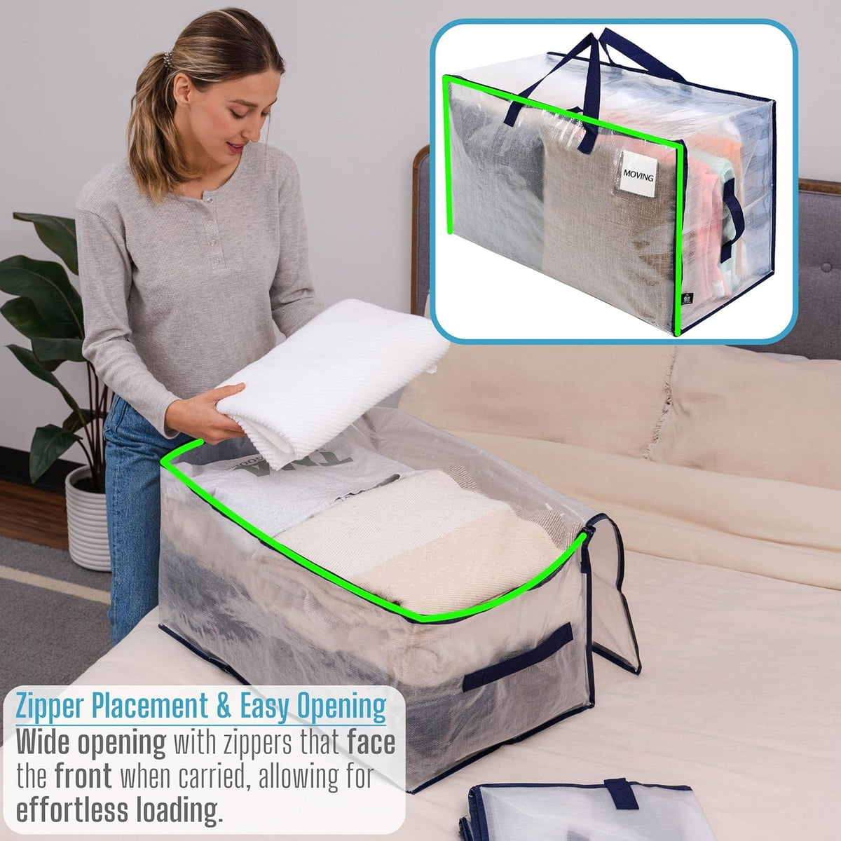 VENO 10 Pack Moving and Storage Bags, Heavy Duty, Alternative to Moving Boxes, Large Packing Totes