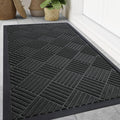 Smiry Front Door Mat Outside Entrance, Heavy Duty Outdoor Indoor Natural Rubber Doormat, Non Slip