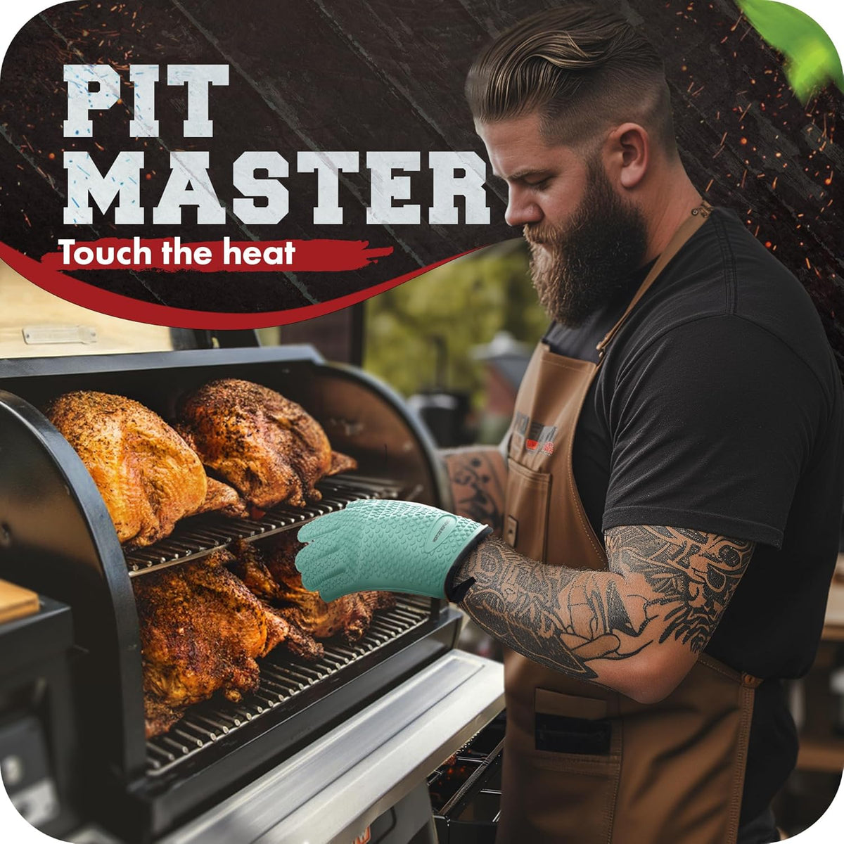 KITCHEN PERFECTION S Silicone Smoker Oven Gloves -Extreme Heat Resistant BBQ Gloves -Handle Hot