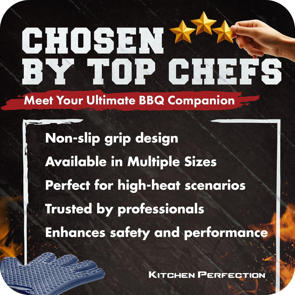 KITCHEN PERFECTION Silicone Smoker Oven Gloves -Extreme Heat Resistant BBQ Gloves -Handle Hot Food