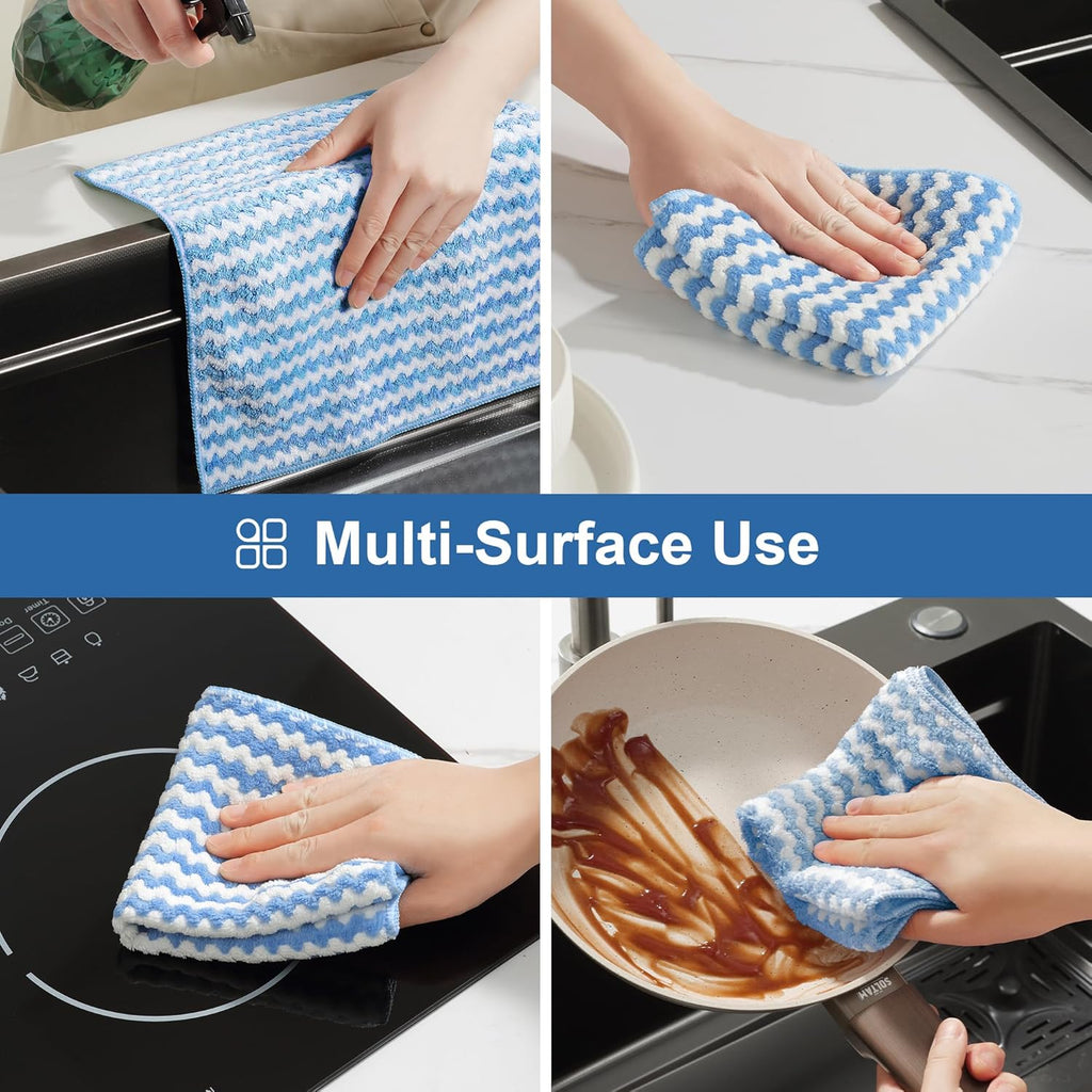 JOYMOOP 18 Pack Microfiber Cleaning Cloth, Kitchen Towels for Dish Drying Washing, Absorbent Streak