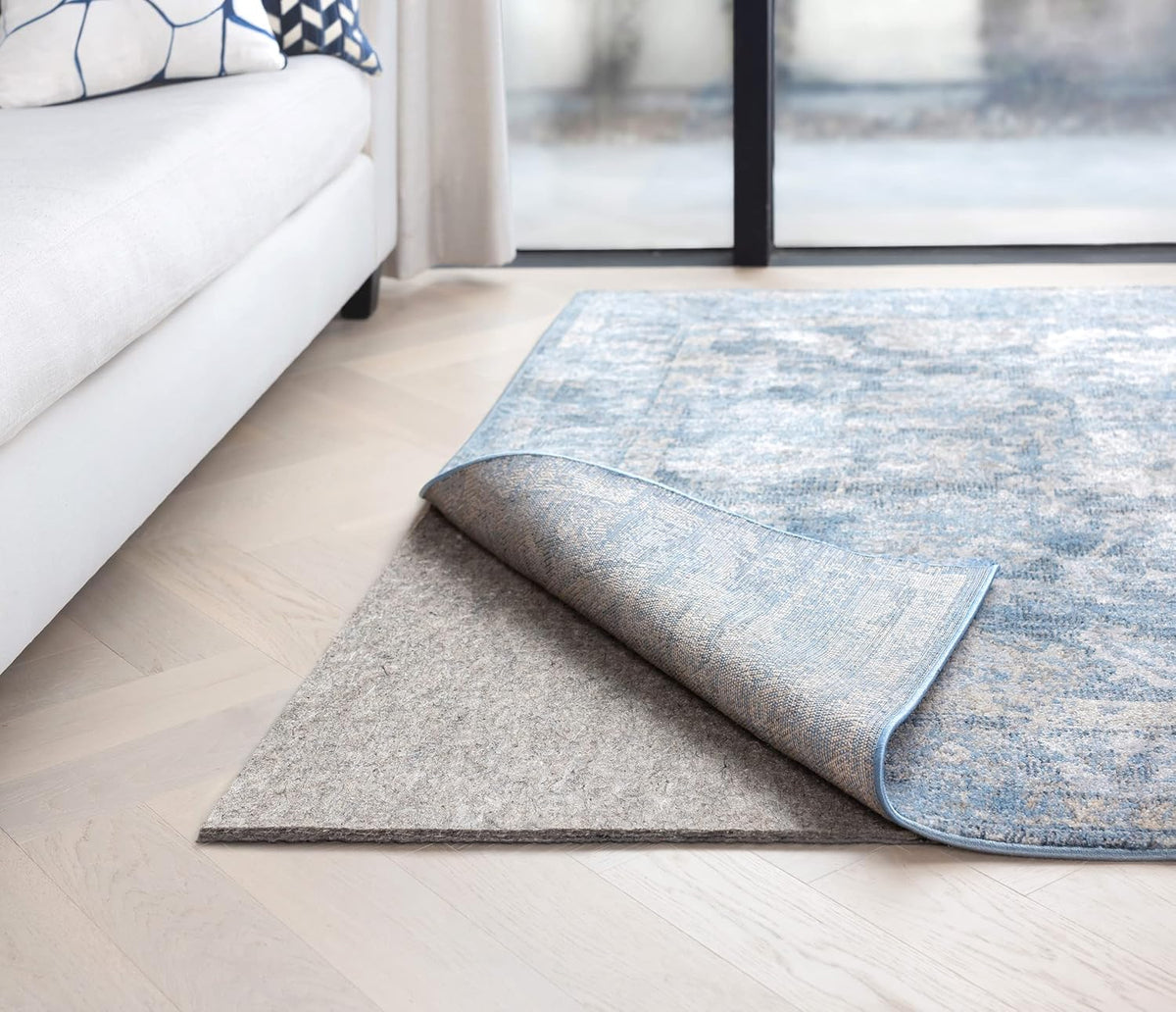RUGPADUSA - Dual Surface - 5'x7' - 1/2" Thick - Felt + Rubber - Non-Slip Backing Rug Pad - Adds