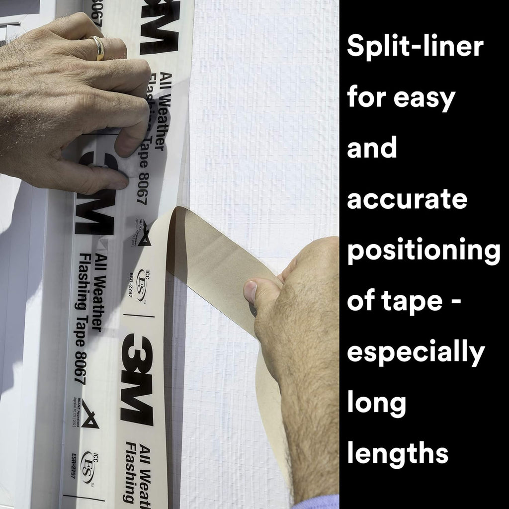 3M All Weather Flashing Tape 8067, 3 in x 75 ft, 1 Roll, Adhesive Backed Split Liner, Prevents