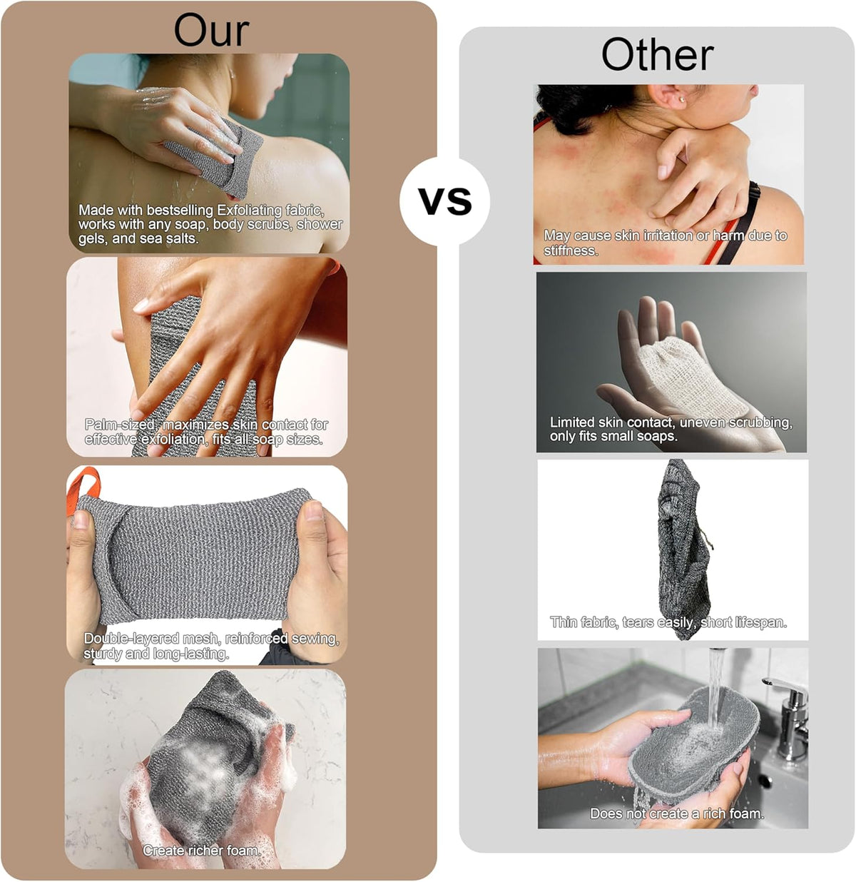 4 Pack Soap Bag Different Roughness Deep and Gentle,Bar Soap Pouch Saver Pocket,Exfoliating Body