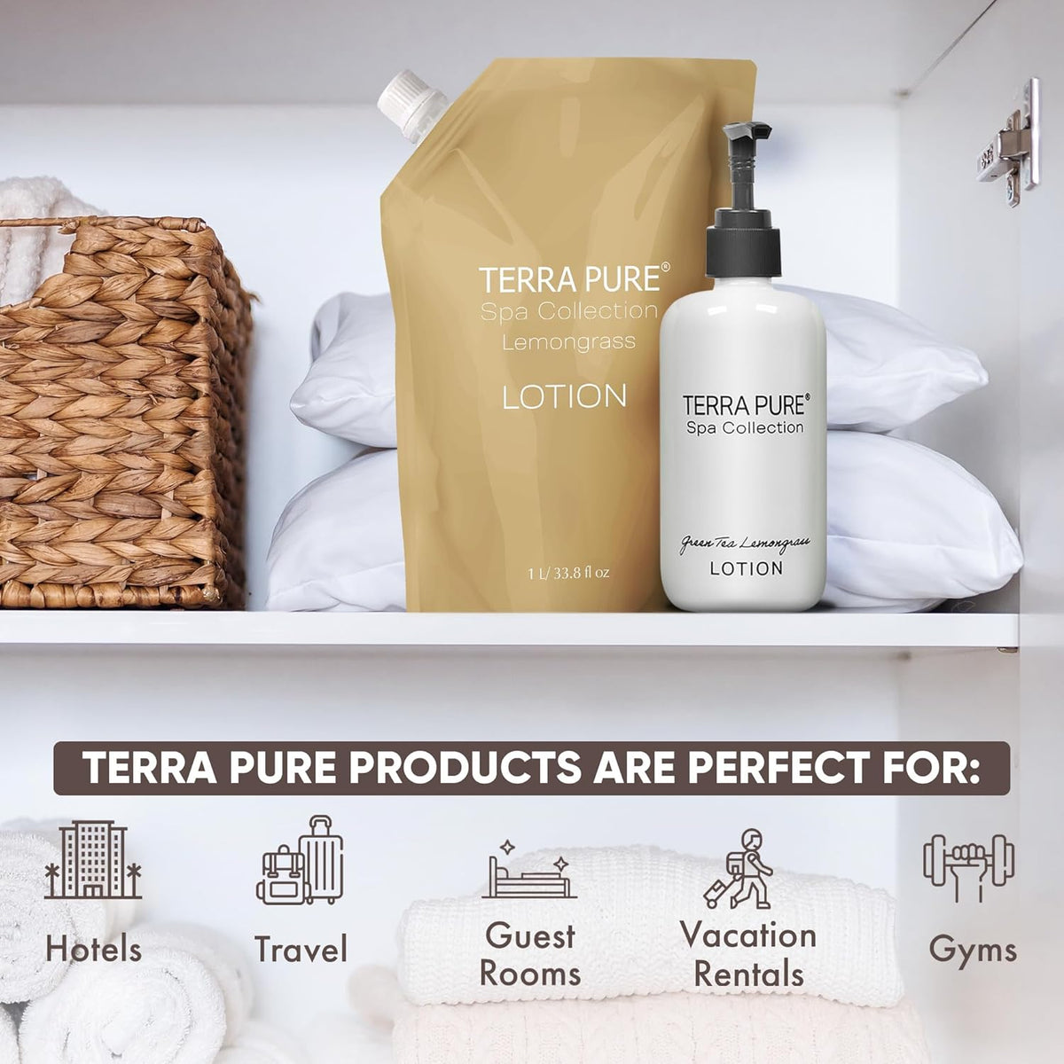 Terra Pure Spa Collection 1 Liter Lotion Refill Bag For Soap Dispensers | Bulk Toiletries for