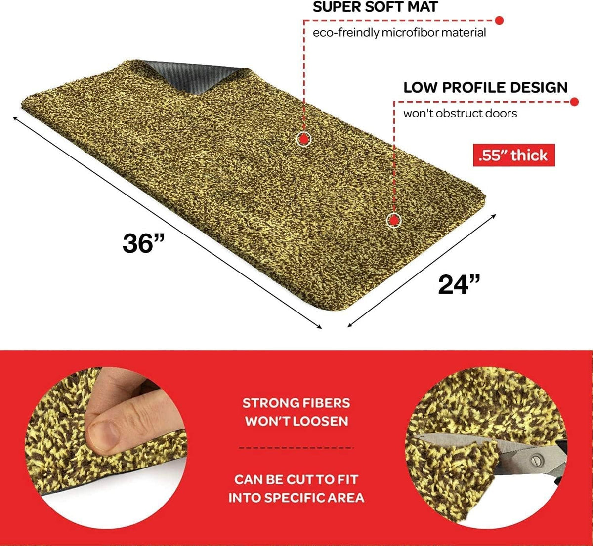 Premium Microfiber Indoor Door Mat – 24"x36" Washable Entry Mat, Non-Slip, Waterproof Backing