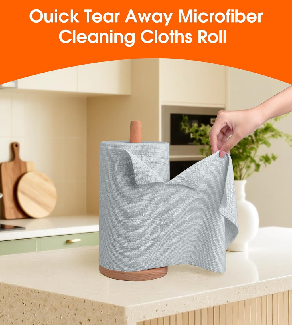 Roll of Microfiber Cleaning Cloth –100 Pack, Tear Away Microfiber Towels, Reusable, Washable