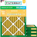 Filterbuy 20x24x2 Air Filter MERV 11 (MPR 1200) Allergen Defense Replacement (4-Pack)