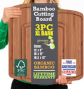 Bamboo Wooden Cutting Board Set of 3 - Used to Chop Veggies, Carve Meat, Present Charcuterie at