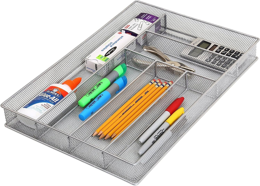 YBM Home Metal Silverware Organizer for In-Drawer Cutlery Storage, 6 Compartment Mesh Cutlery