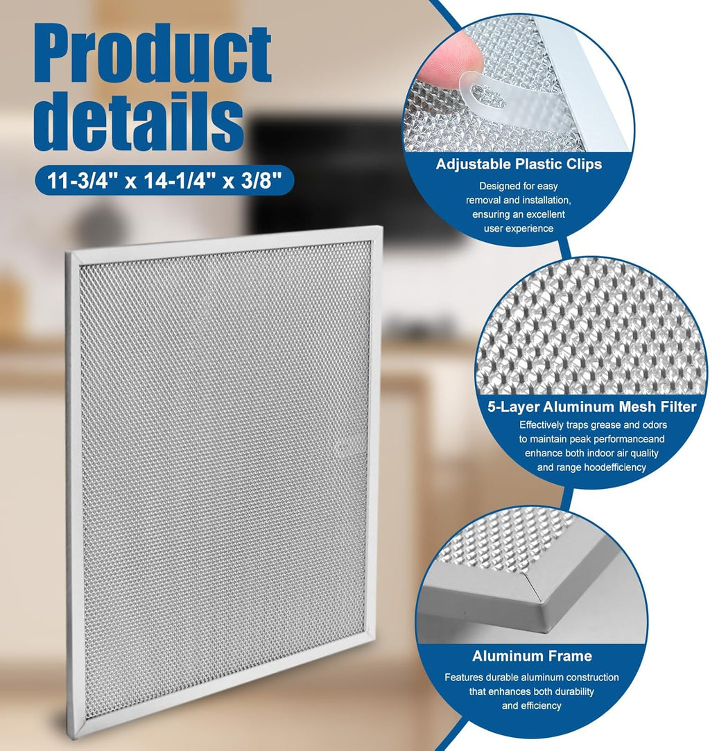 Allure Range Hood Filter Replacement 14.2" x 11.8" BPS1FA30 With 5-Layer Aluminum Mesh Fit for