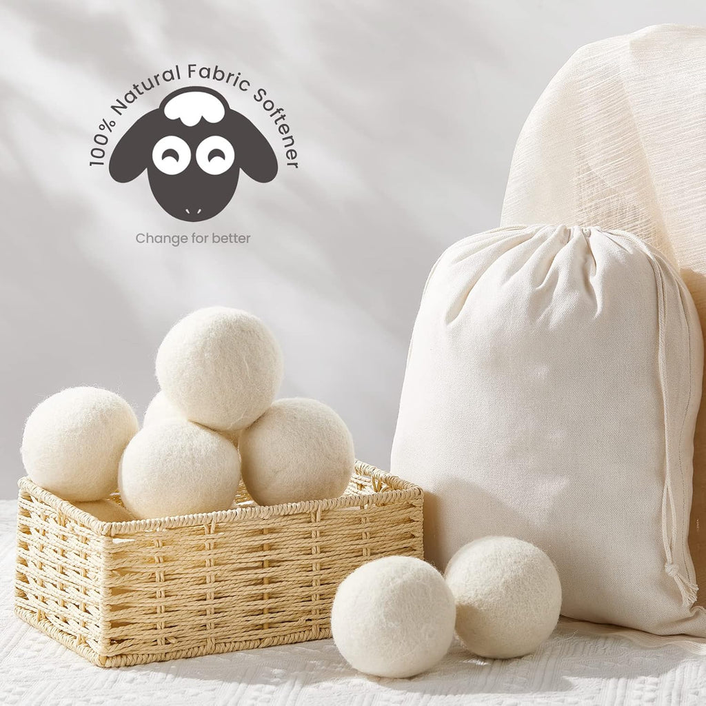 Kenning 26 Pieces Wool Dryer Balls Set, 24 Reusable Dryer Balls with 2 Muslin Bags Fabric Softener