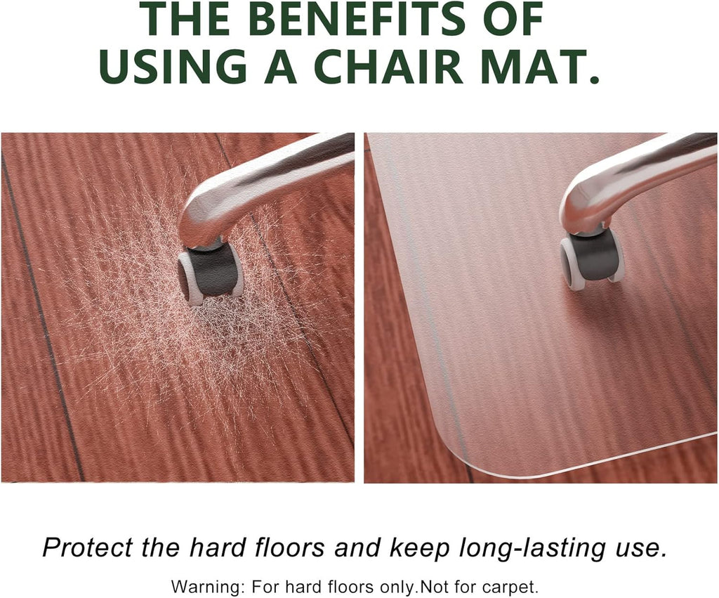 FuturHydro Chair Mat for Hardwood Floor, 30" x 48" Clear Anti-Slip Computer Desk Chair Floor Mat