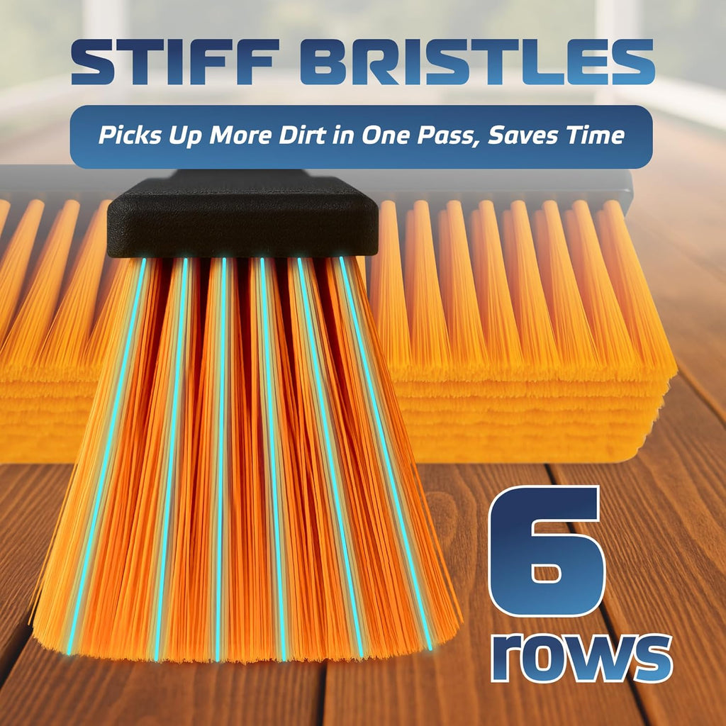 DSV Standard 18’’ Push Broom Outdoor Heavy Duty with 59.4’’ Long Handle, Industrial Broom with