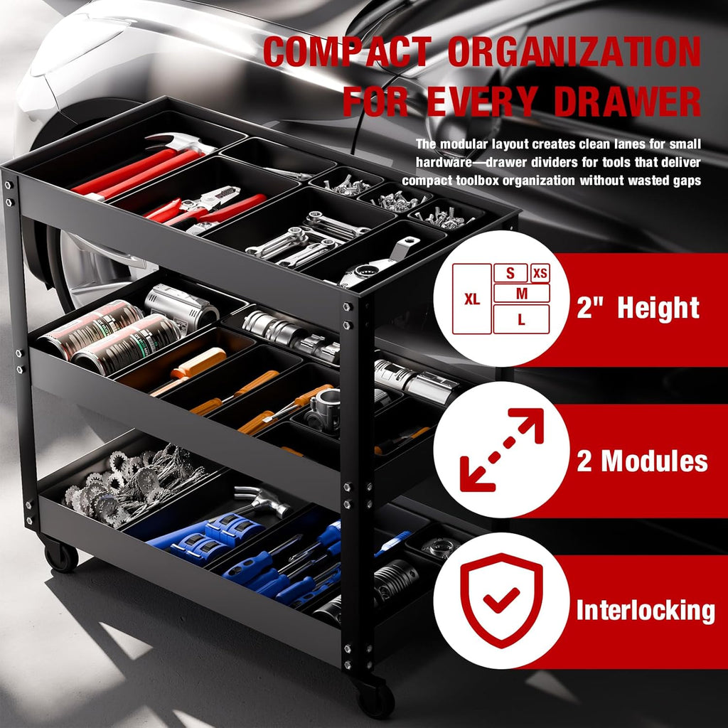 16 PCS Small Parts Tool Box Organizer Trays, tool box trays organizer for Toolbox Organization
