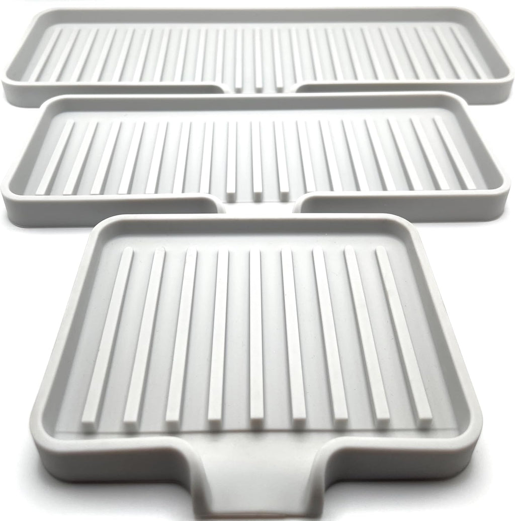 Happitasa Silicone Soap Dish Tray and Sponge Holder with Drain Chute | Bathroom and Kitchen Sink