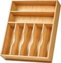 Umilife Bamboo Kitchen Drawer Organizer, 13 Inch Silverware Utensil Tray Holder, Extra Deep Grooved