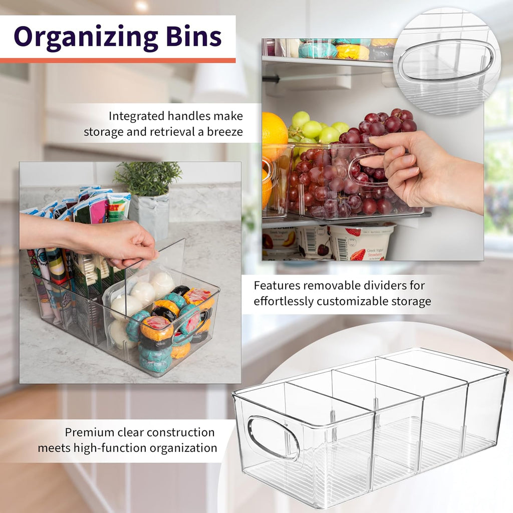 ClearSpace Plastic Pantry Organization and Storage Bins with Removable Dividers – Perfect Kitchen