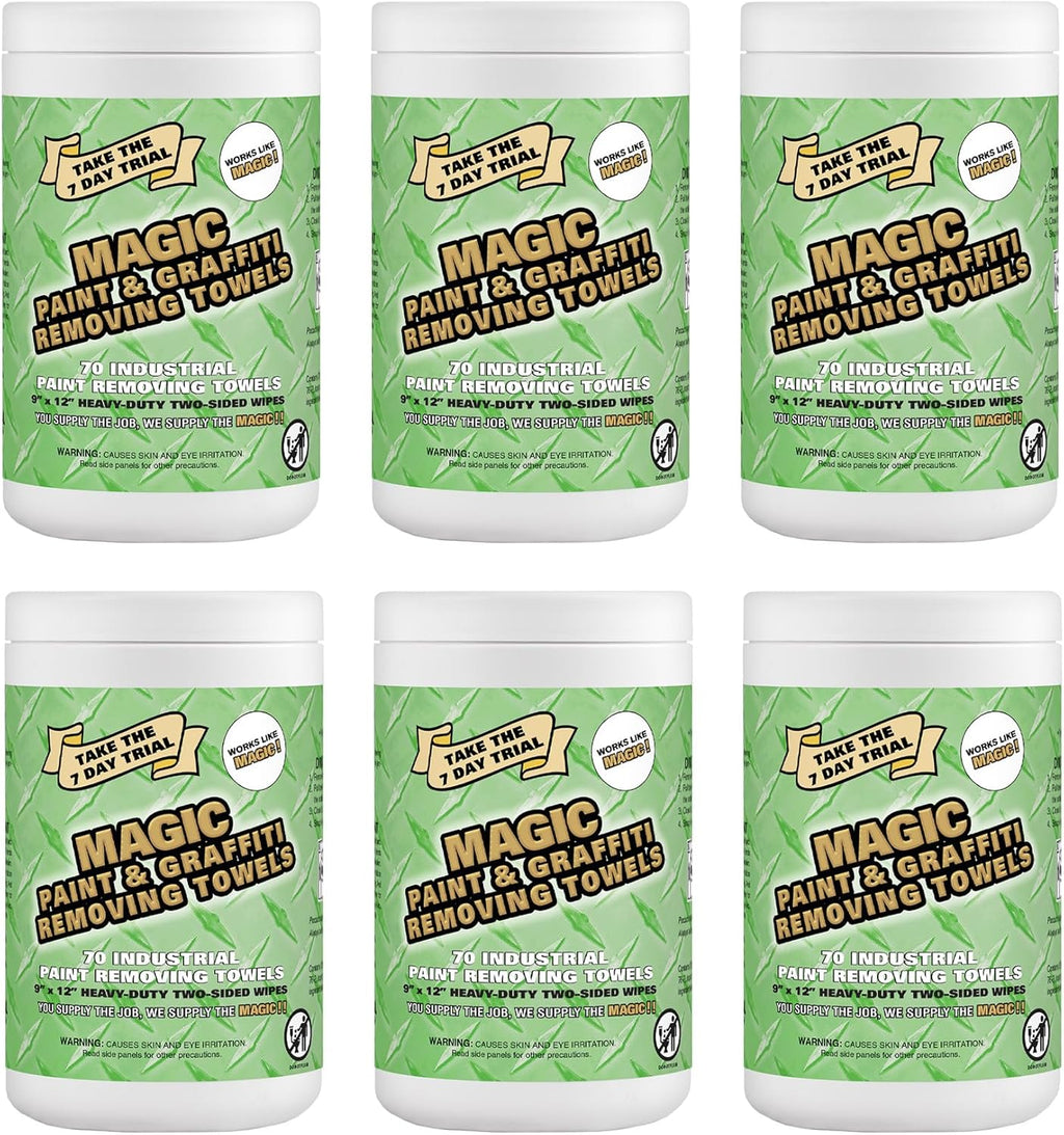 Magic Heavy Duty Paint & Graffiti Removing Wipes - Dual Sided Industrial Cleaning Towels |