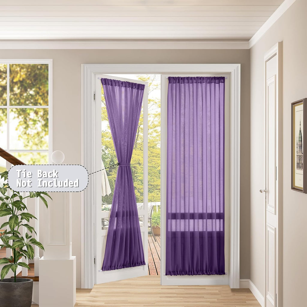 Tollpiz Sheer Door Curtains Closet Linen Textured Curtains Sheer Doorway Light Filtering Voile Rod