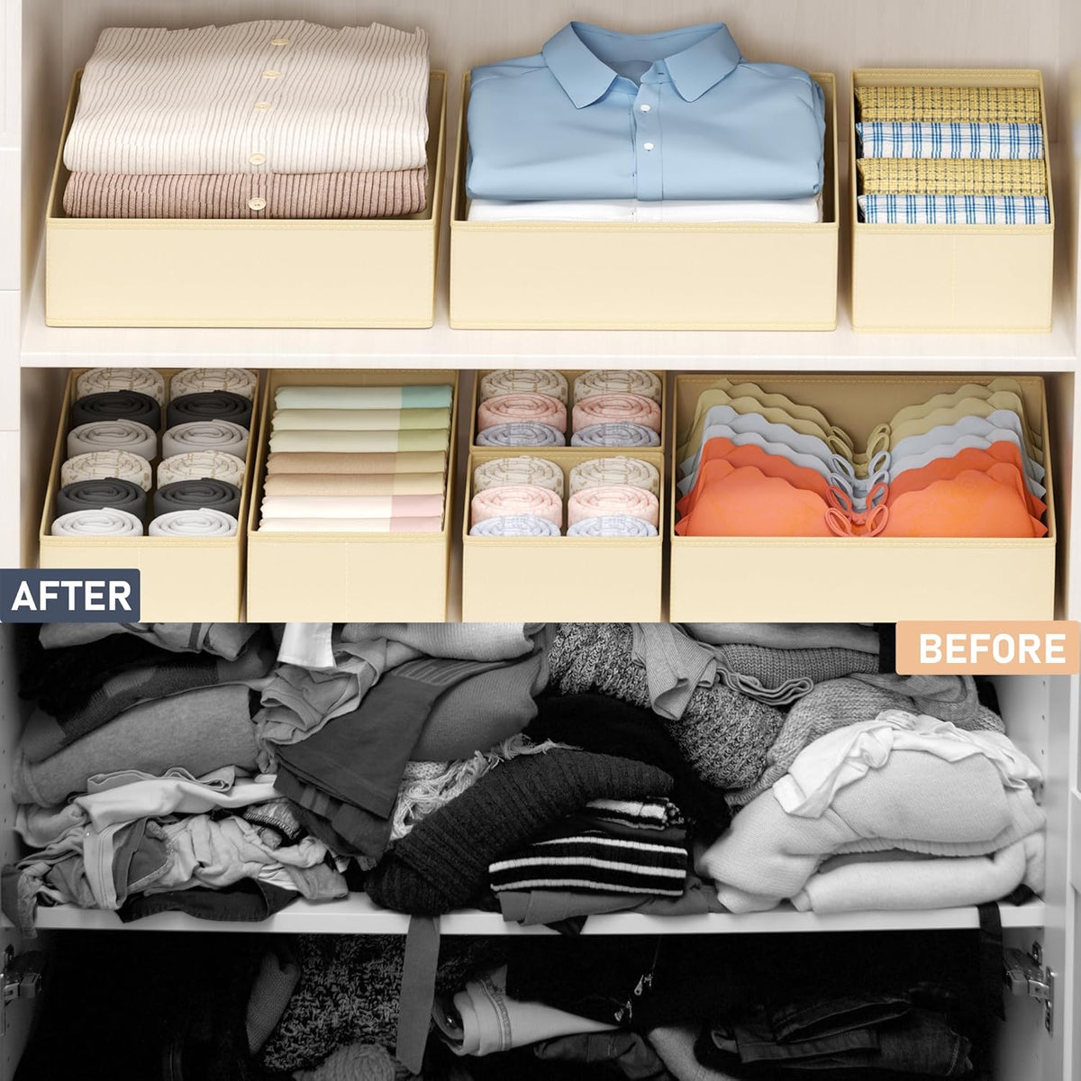 DIMJ Drawer Organizer Clothes - 18 Pack Baby Dresser Organizer for Nursery, Foldable Drawer