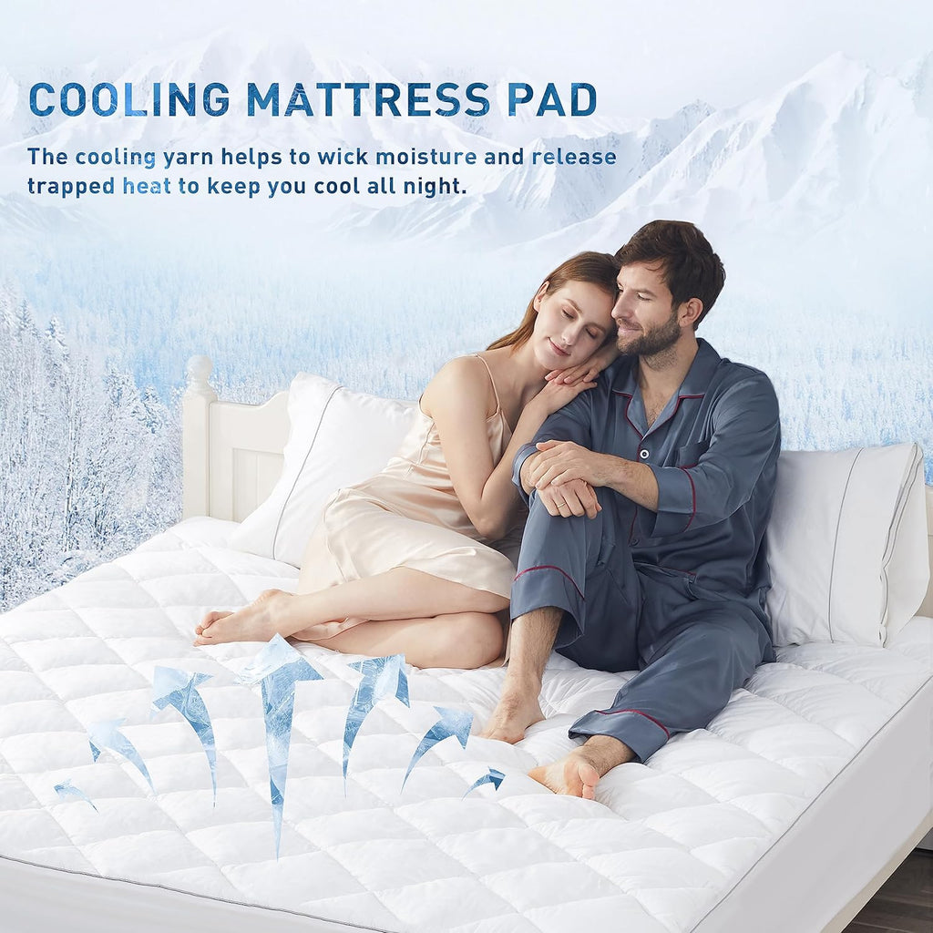 Sunflower Cooling Quilted California King Mattress Protector, Mattress Pad Cal King Chill Soft