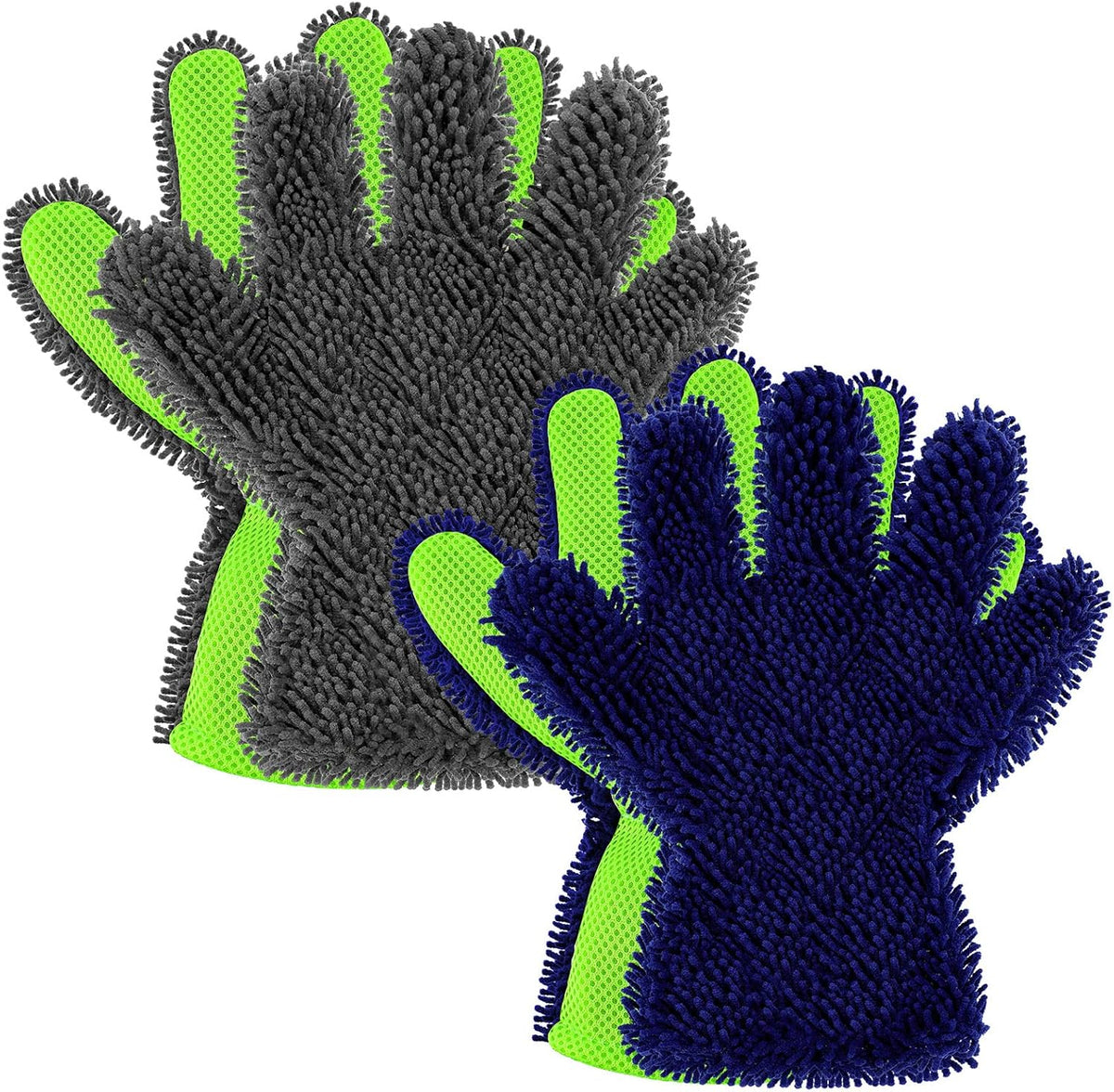 Ferraycle 2 Packs Car Wash Mitt 5 Finger Microfiber Wash Mitts Auto Car Dusting Gloves Double Sided
