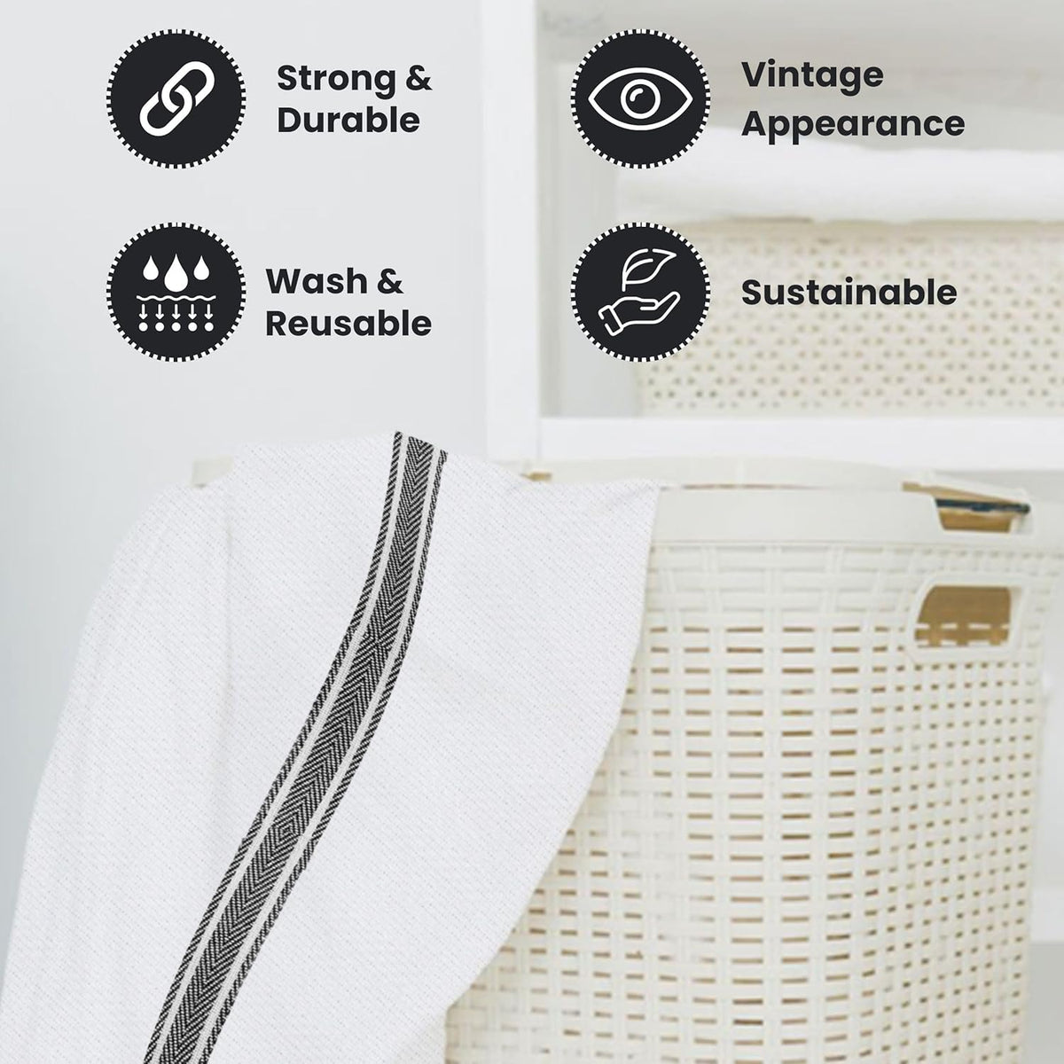 WHITEWRAP Kitchen Dish Towels for Kitchen, Highly Absorbent for Drying and Cleaning, Durable and