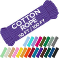TECEUM Cotton Rope 3/16” (5 mm) – 50 FT – Strong All-Purpose Braided Rope – Natural Cotton – for