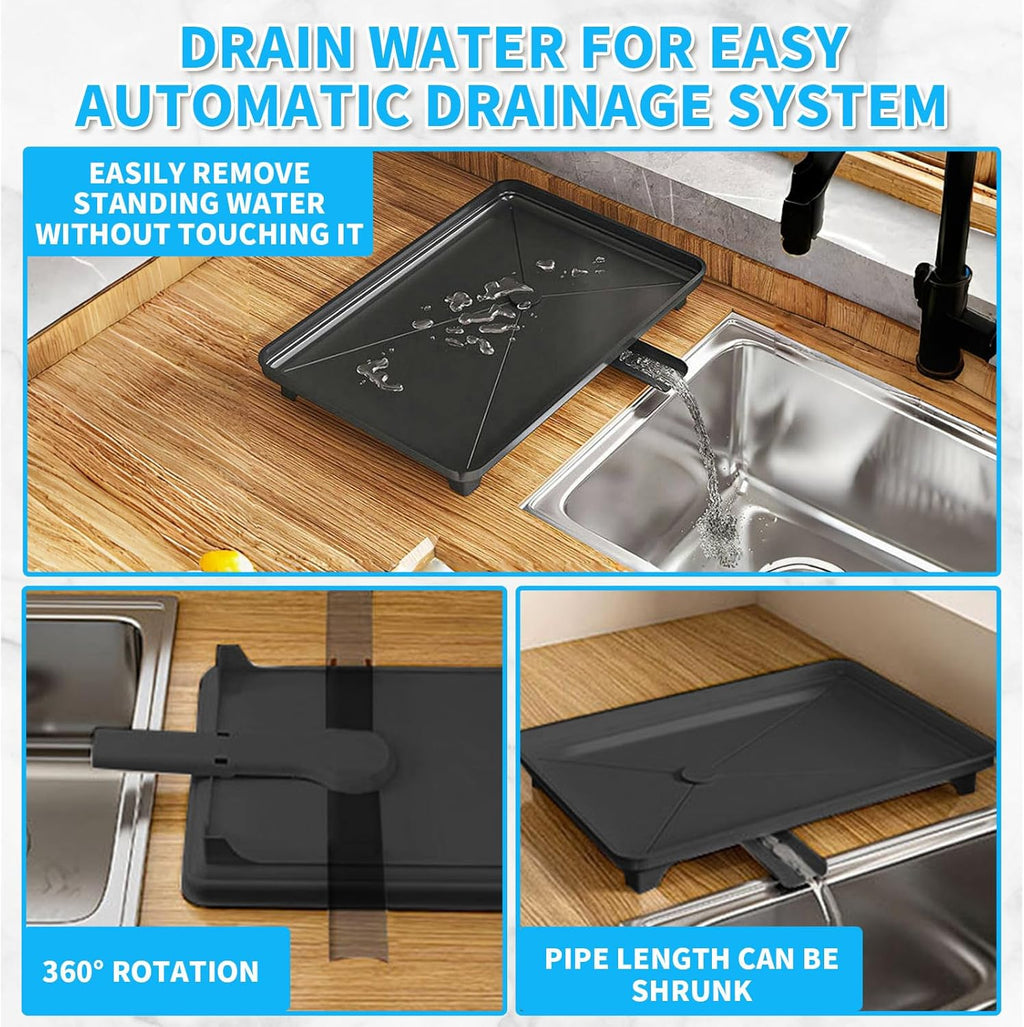 Dishes Drying Rack, 2-Tier Tableware Drying Rack with Draining Board, Space-Saving Design, Suitable
