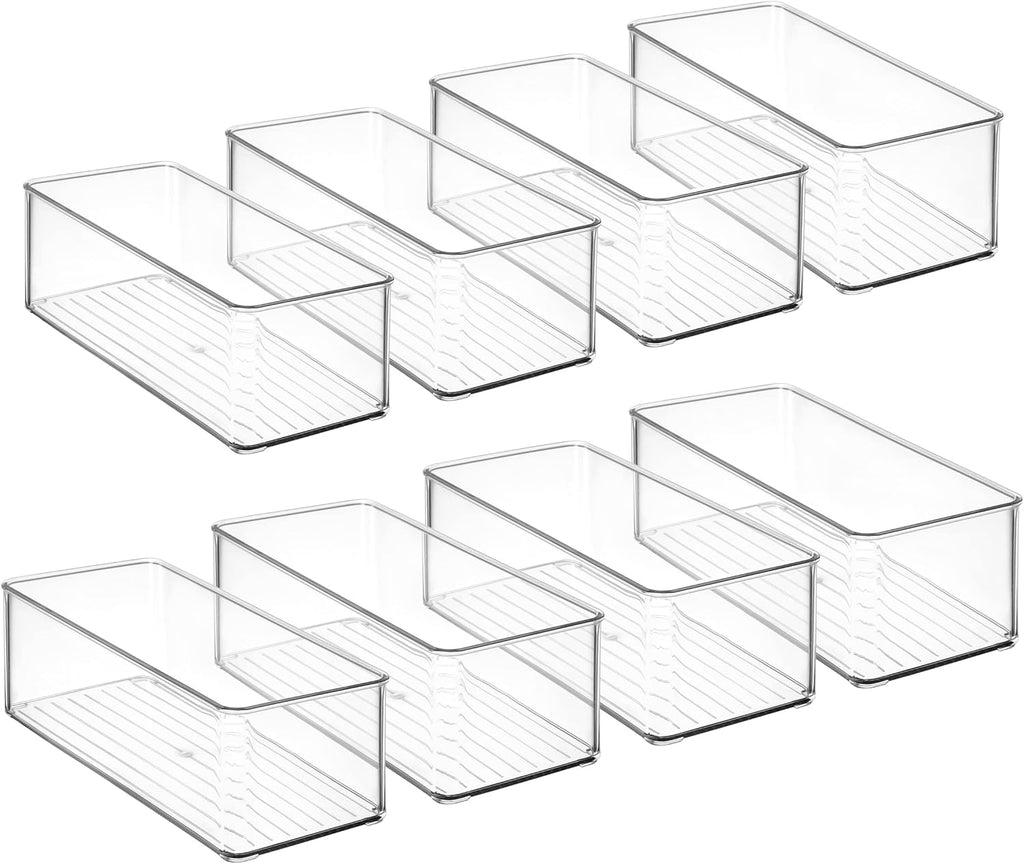 Hudgan 8 Pack Clear Plastic Drawer Organizers Set, Stackable Deep Drawer Organizer for Makeup