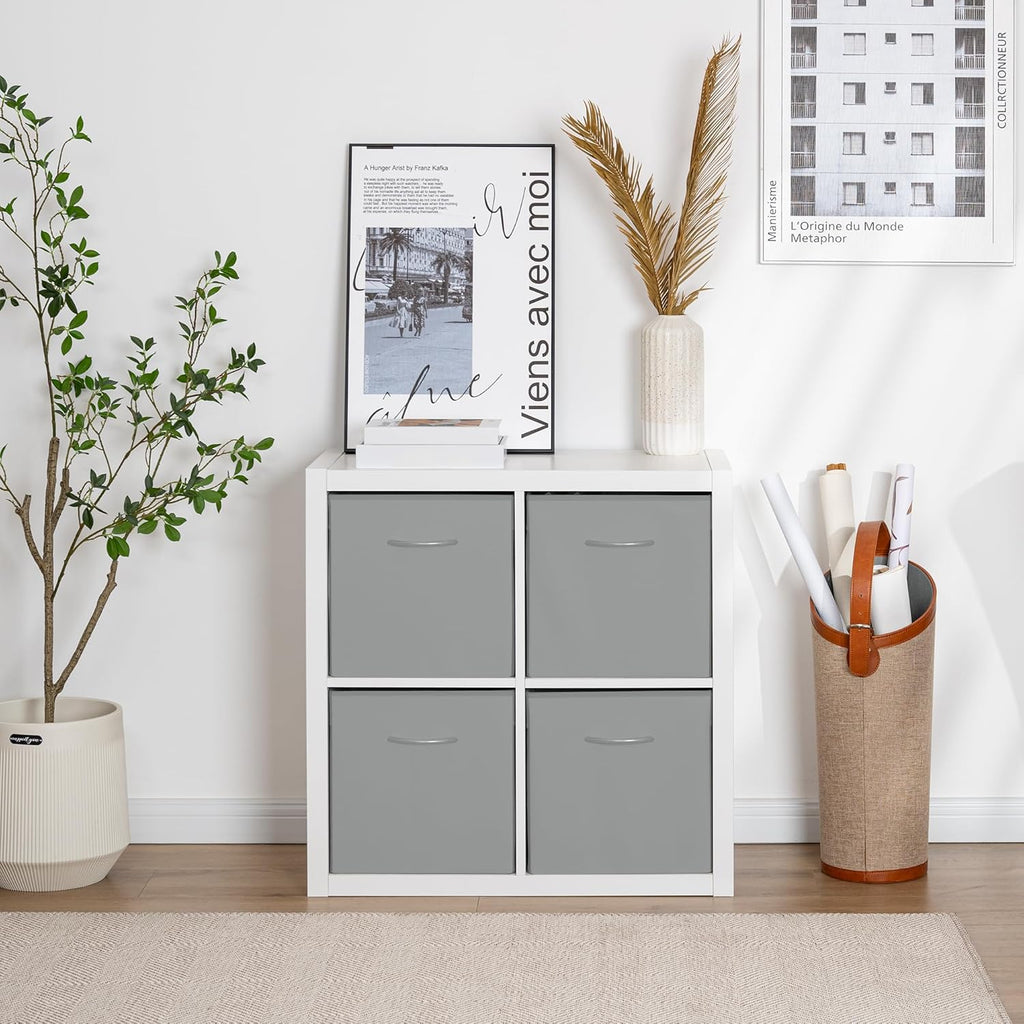 StorageWorks Gray Storage Cubes, 13x13 Storage Cube Bins with Handle, Cube Storage Organizer Bins