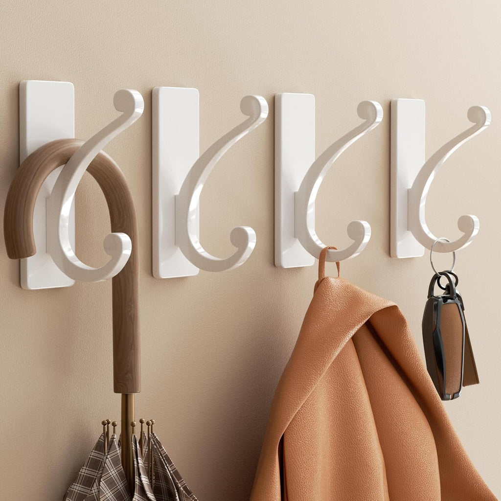 Adhesive Wall Hook for Towel/Coat - Extra Sticky 10LB Stainless, Stick on Hanger for Bath or