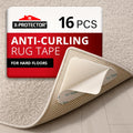 X-Protector Rug Tape - 16 Pcs Set - White Anti-Slip & Anti-Curling Carpet Tape for Hard Floors