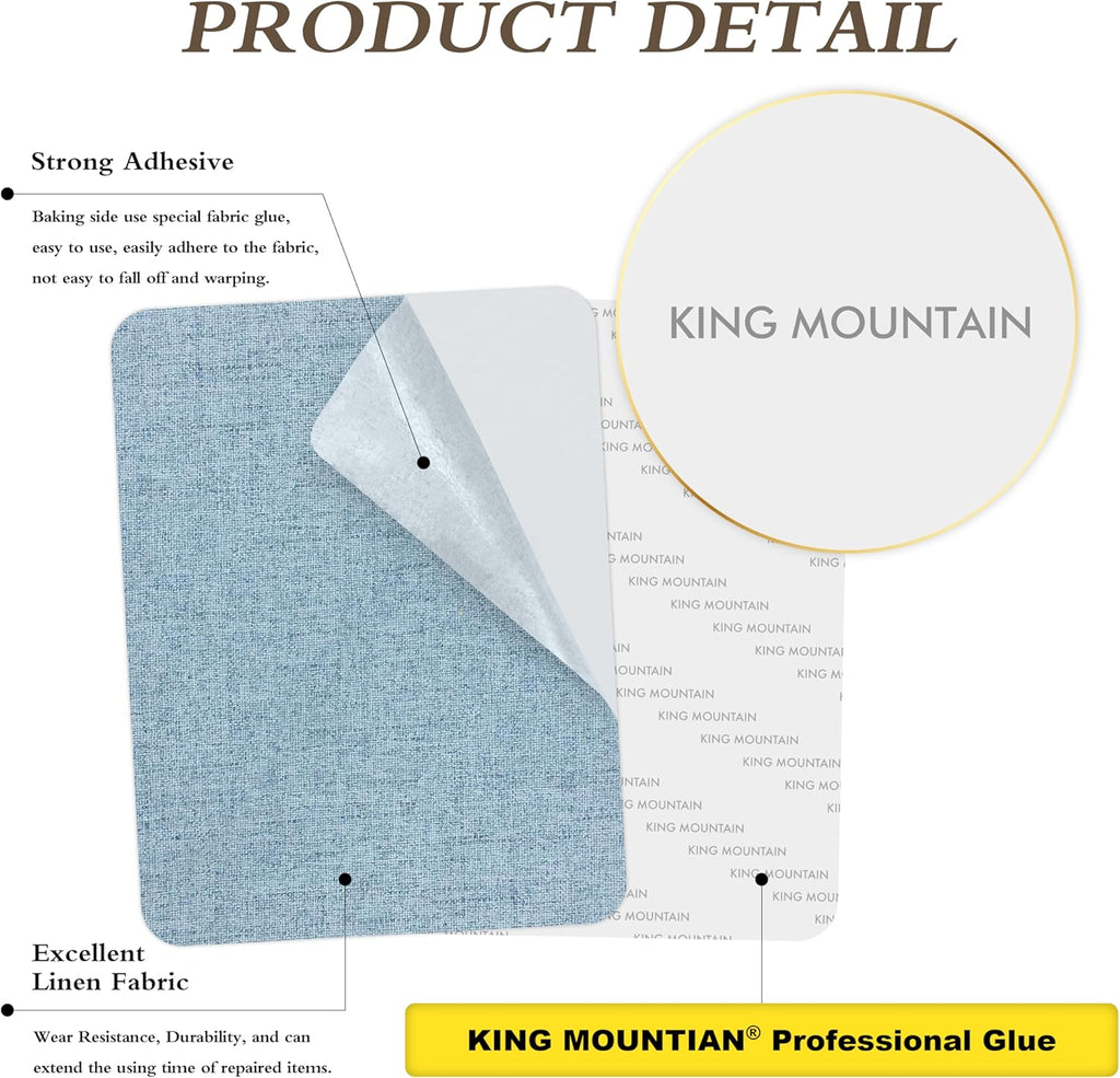 KING MOUNTAIN Fine Linen Fabric Patches, Self-Adhesive, 8x11 inch, 2 PCS, Multi Color, For Linen