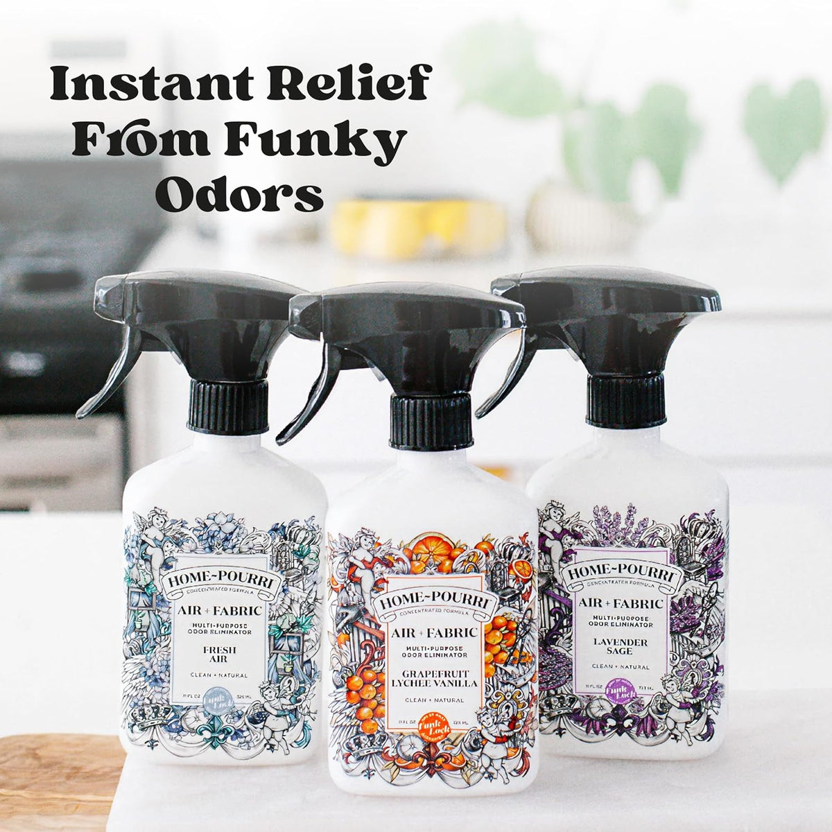 Home-Pourri Air + Fabric Multi-Purpose Odor Freshener Spray, 11 Fl Oz, Up to 570 Uses, Lavender