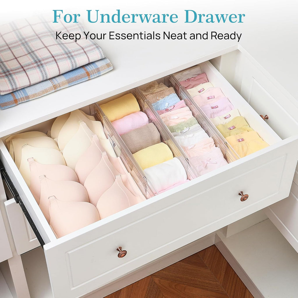 Vtopmart 12 Pack 4" Regular Upgrade Drawer Dividers for Clothes, 12.8"-22.3" Expandable Dresser