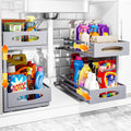 Under Sink Organizer, 2 Tier Under Sink Organizers and Storage, Adjustable Height, Slide Out Metal