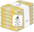 Kitchen Towels Set of 6 Yellow/White Checks 20x30 Inches 100% Cotton Highly Absorbent Kitchen