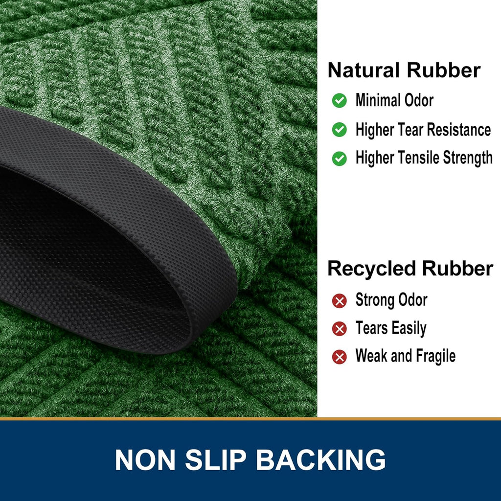 Smiry Front Door Mat Outside Entrance, Heavy Duty Outdoor Indoor Mat, Natural Rubber Doormat, Non