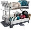 SUNLY Large Dish Drying Rack, Multipurpose 2 Tier Dish Racks for Kitchen Counter, 304 Stainless