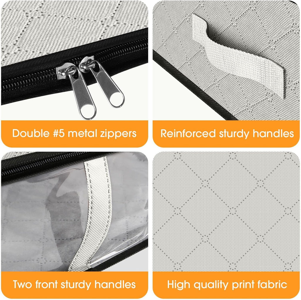 StorageRight Under Bed Storage Bins, 6-Pack 40L Foldable Fabric Storage Bags with Transparent