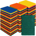 Hoolerry 100 Pcs Heavy Duty Scouring Pads Non Scratch Household Scrub Pads for Cleaning Reusable