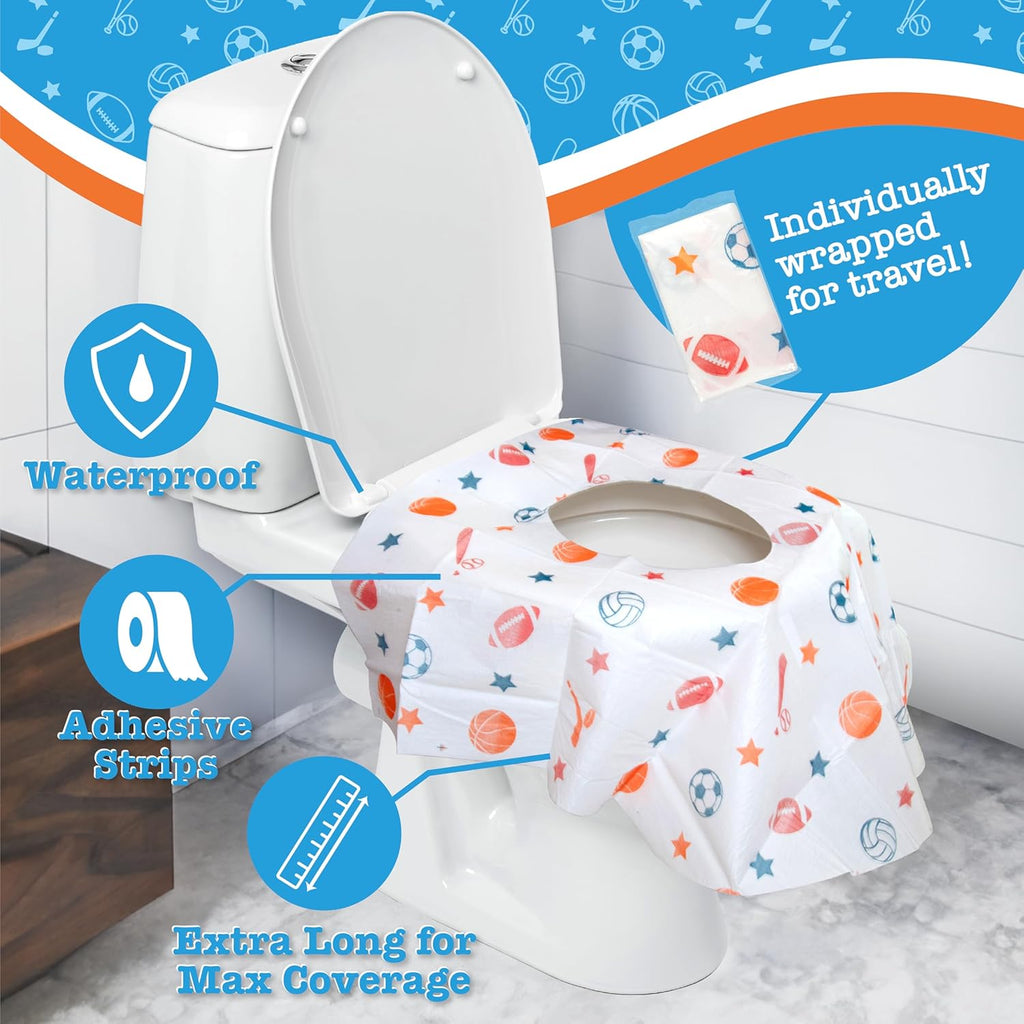 Disposable Toilet Seat Covers for Kids & Adults, 40 Pack - Protect from Public Toilet Germs While